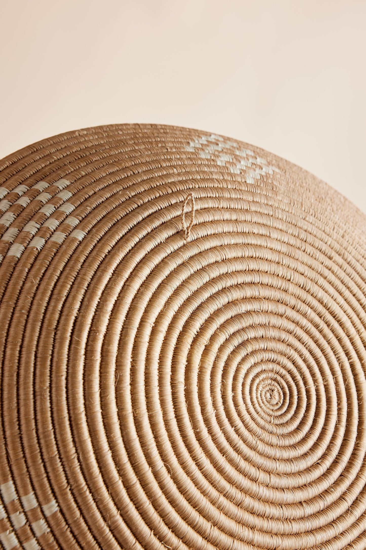 Sisal and Sweetgrass Woven Wall Basket with Ivory Diamond Pattern