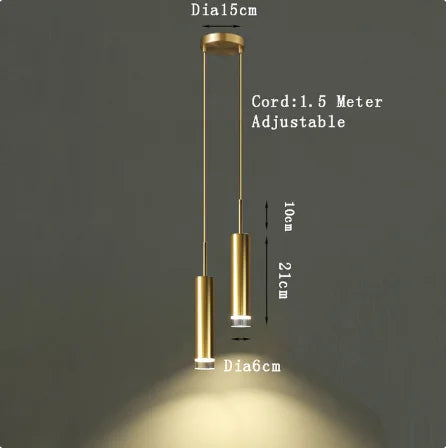 Rose Gold Finish Adjustable LED Pendant Light