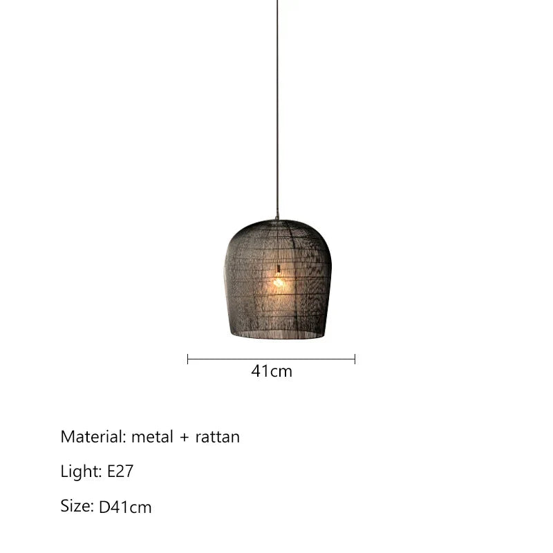 Japanese LED Rattan Pendant Light | Dining Room Lighting