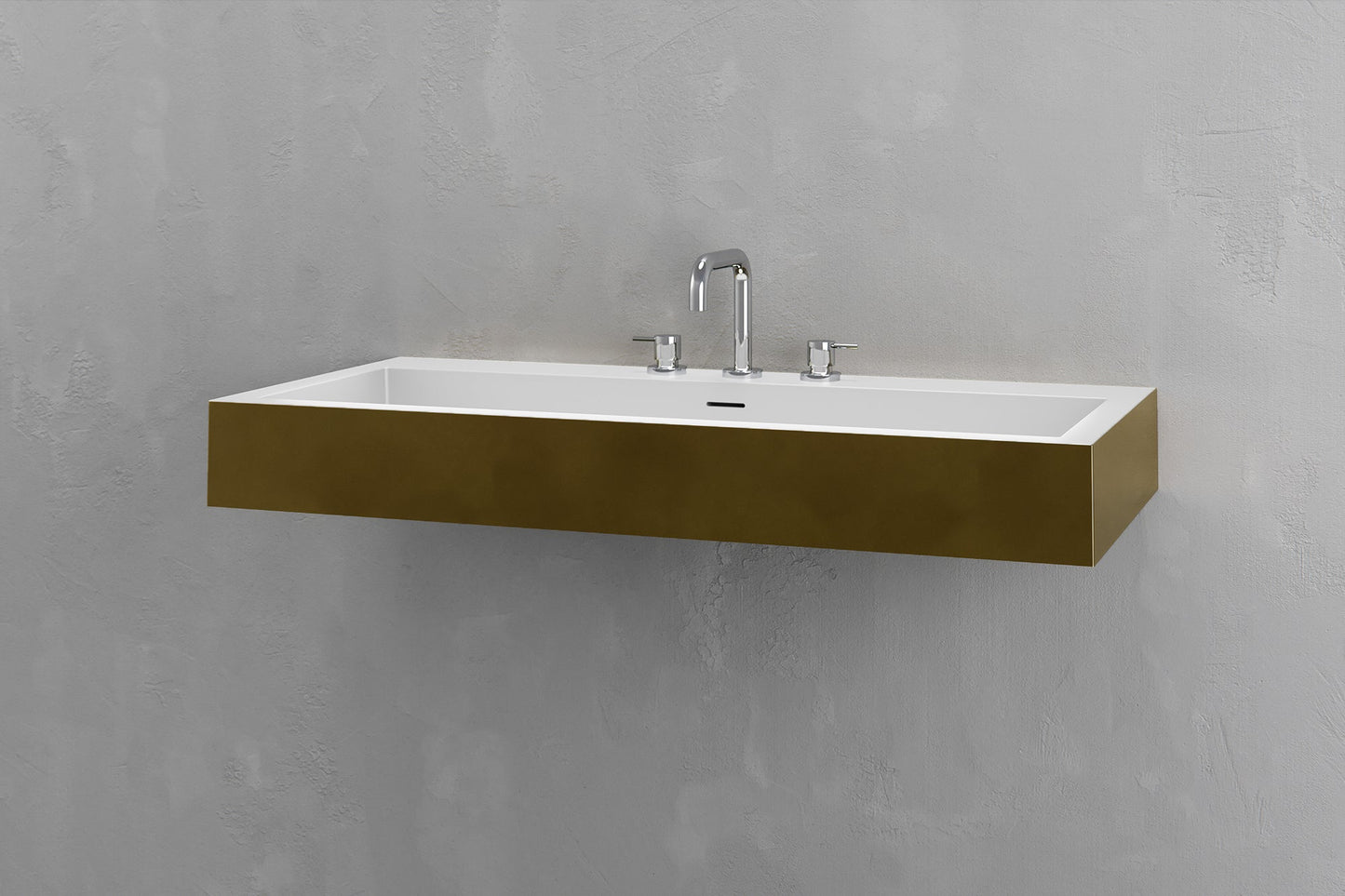 Concrete and Metal Wall Mounted Rectangular Bathroom Sink