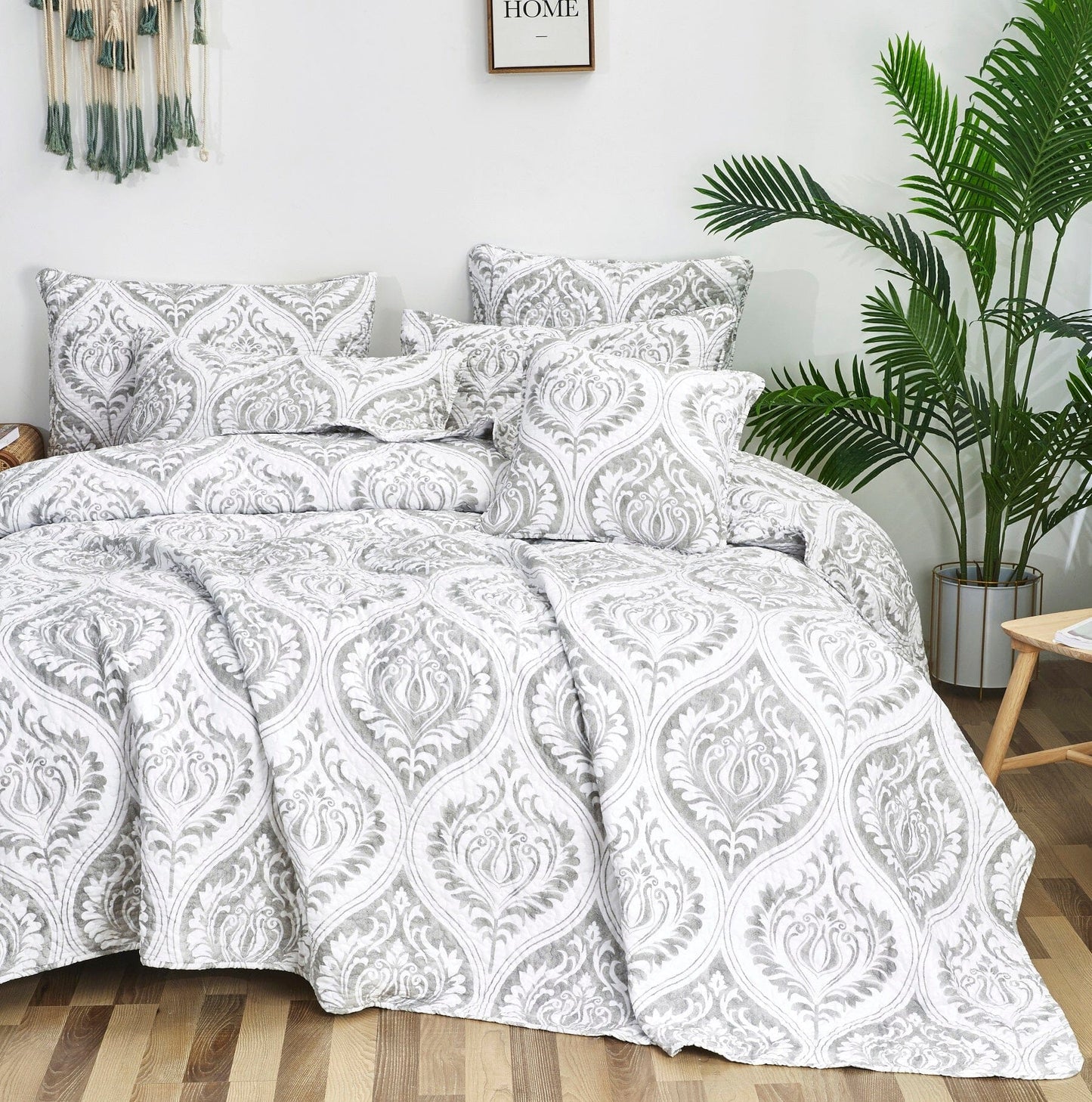 Austere Grey Matelasse Paisley Damask Euro Sham & Cushion Cover
