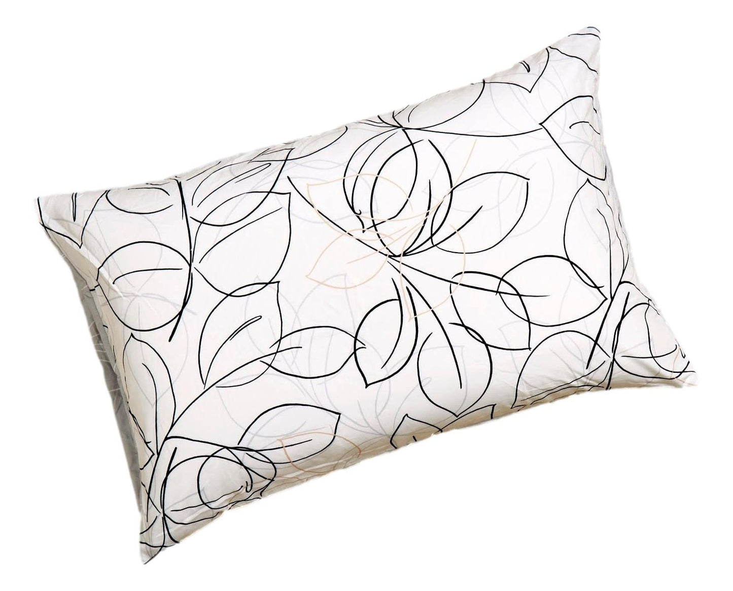 Tache Modern Abstract Leaf Line Art Foliage White Grey Black Gold Pillowcases (TJ3571)