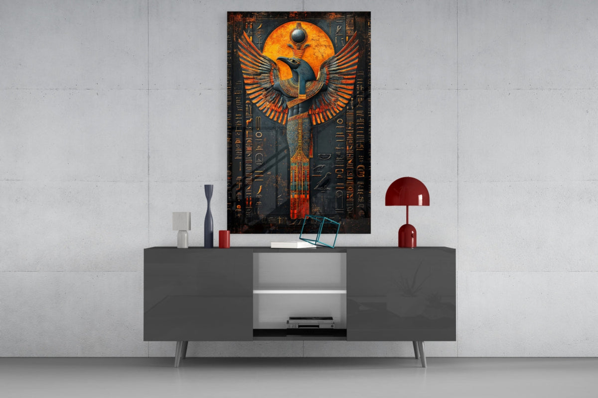Winged God Glass Wall Art || Designer Collection