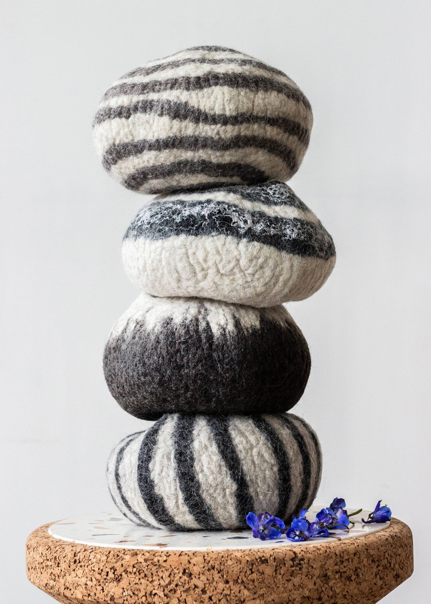 Hand-Felted Wool Ukhamba Bowl in Midnight Ombre