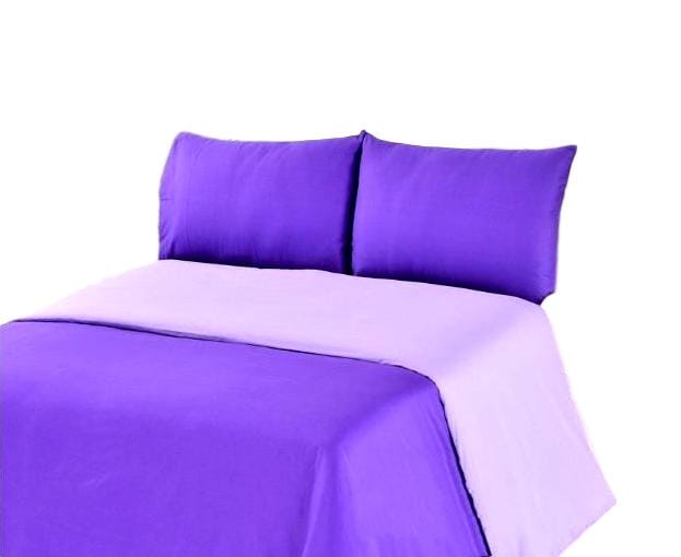 100% Cotton Reversible Duvet Cover Set in Dark Purple & Lavender