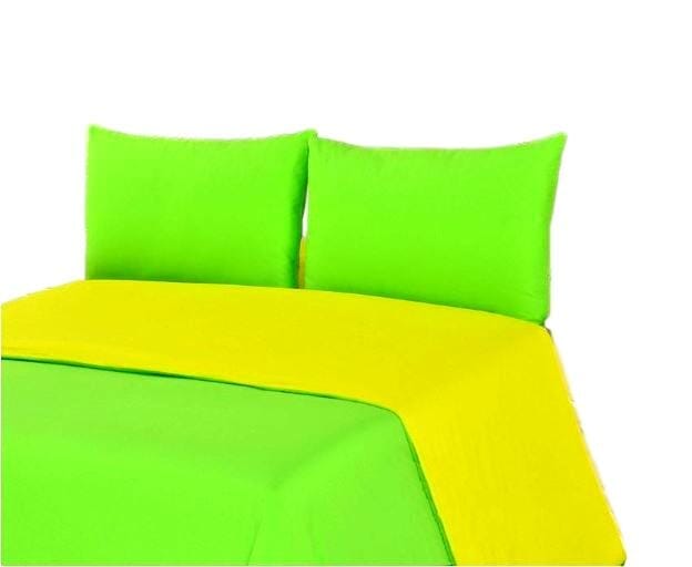 100% Cotton Reversible Duvet Cover Set, Lemon Lime