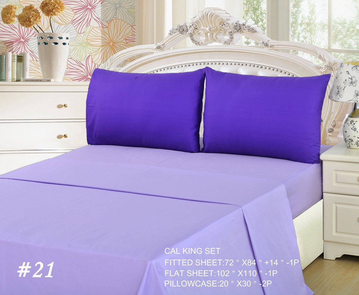 100% Cotton Lavender Purple Bed Sheet Set
