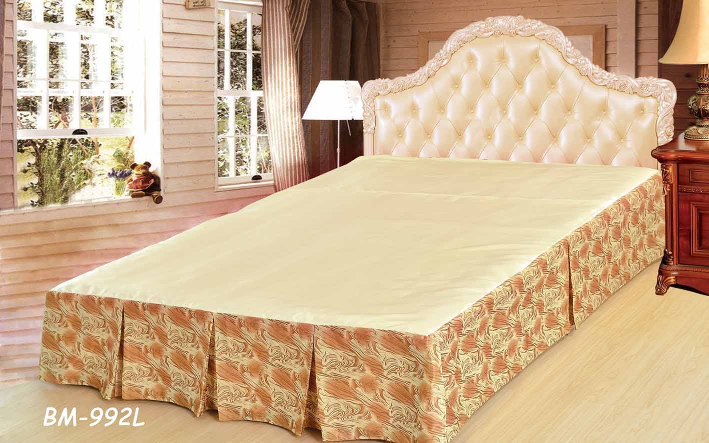Polyester Pleated Platform Bed Skirt with Orange & Gold Swirl