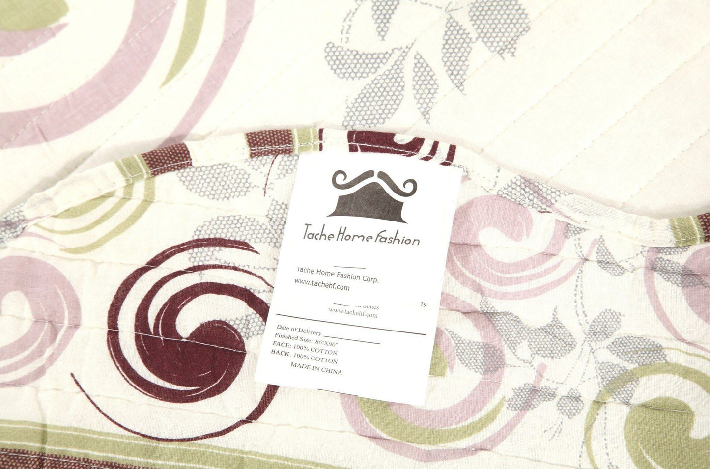 Tache Summer Storm Geometric Swirl Ivory White Scalloped Cotton Quilt Set (DSW019)