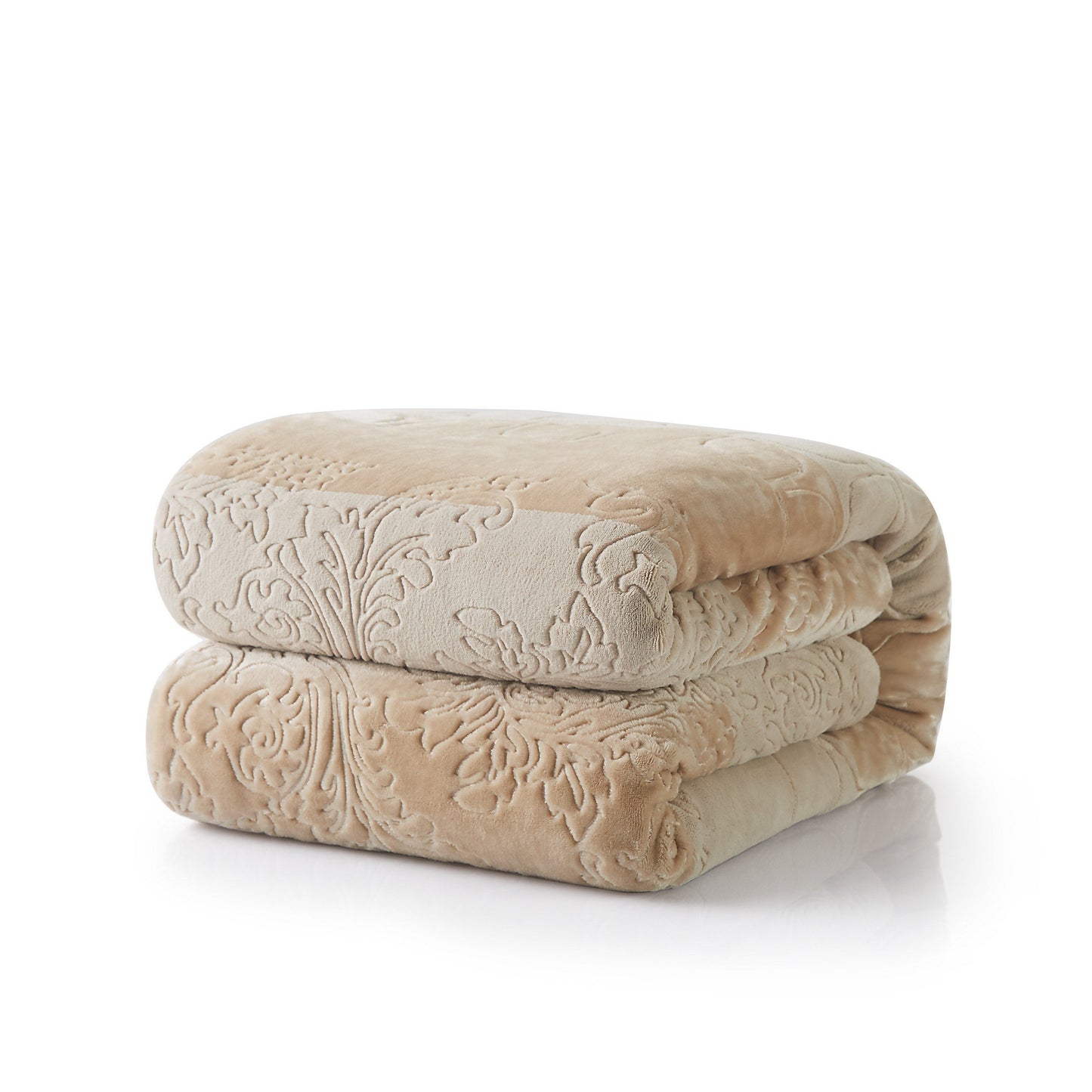 Champagne Beige Embossed Sherpa Throw Blanket