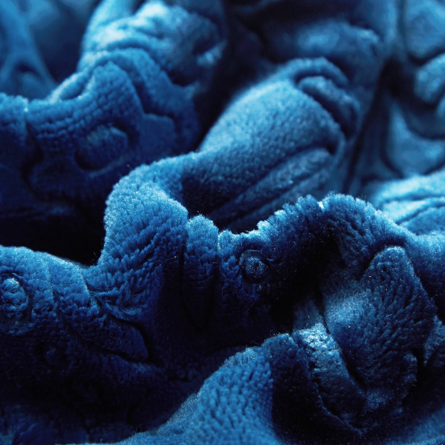 Embossed Sherpa Microfleece Throw Blanket, Night Blue