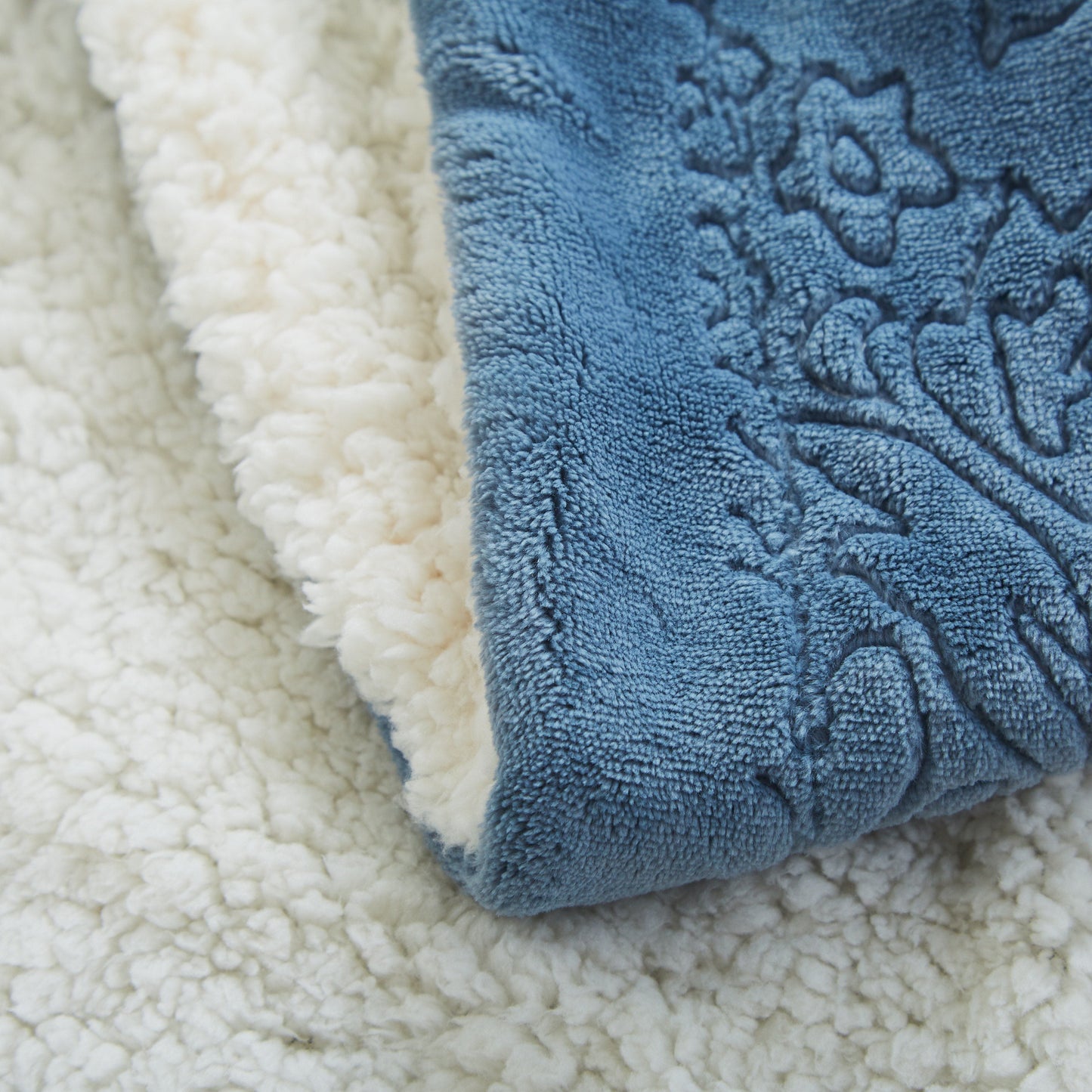 Rainy Day Grey Blue Embossed Sherpa Throw Blanket