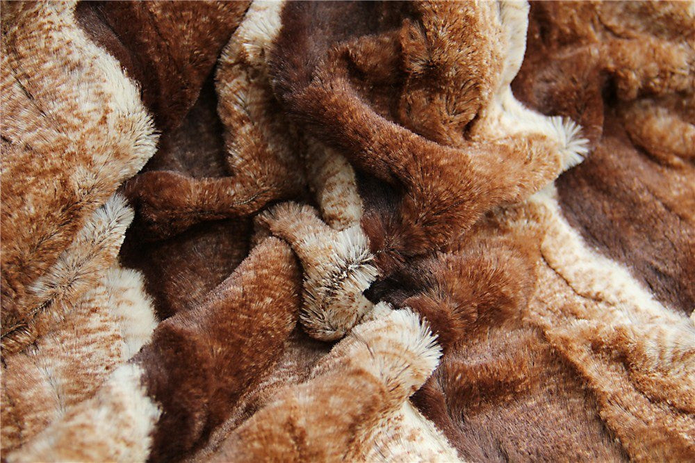 Tache Golden Brown Faux Fur Sherpa Throw Blanket (DY01)