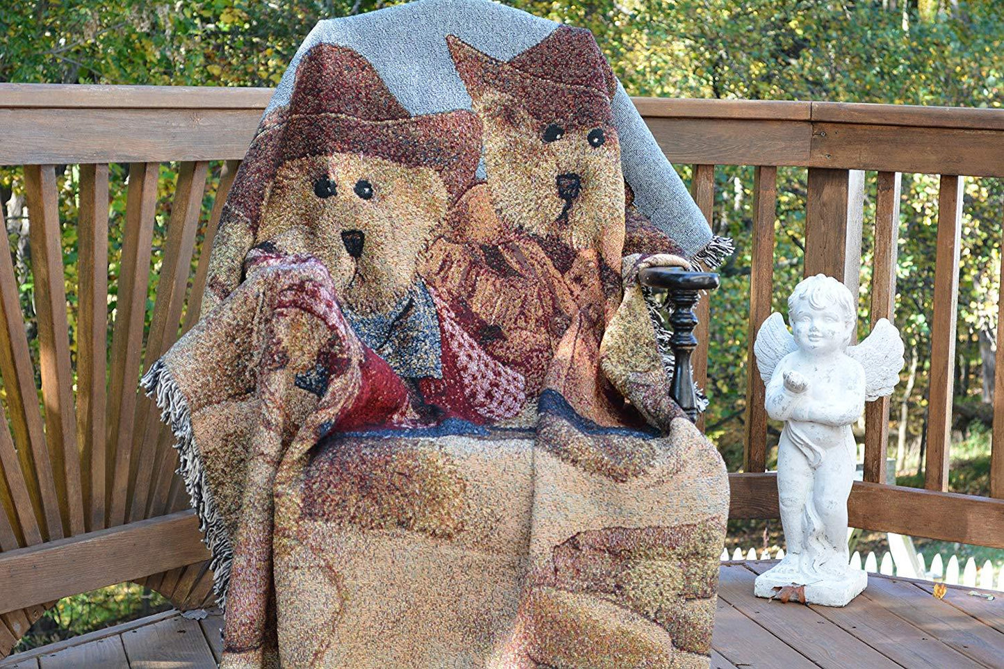 Tache Teddy Bear Western Cowboy Tapestry Throw with Fringe (2173)