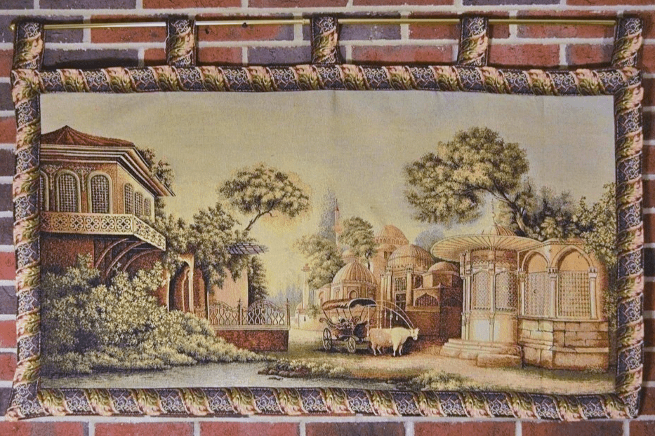 Tache Tapestry Middle Eastern Golden Palace Landscape Wall Hanging Art Mural 27 x 49 (351)