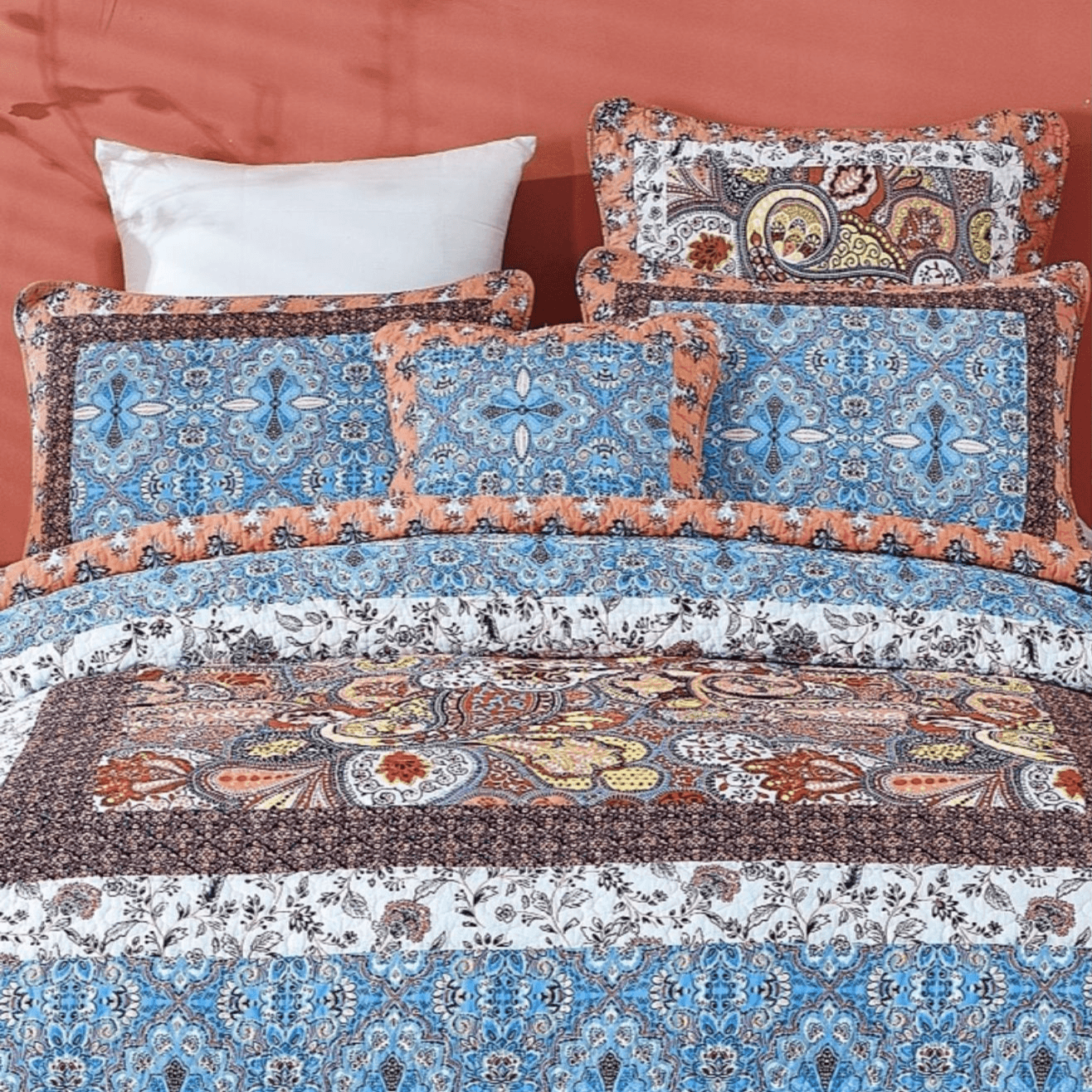 Tache Cotton Patchwork Paisley Floral Bohemian Mosaic Paradise Euro Sham (JHW-933)