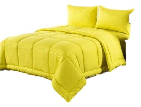 Cotton Baffle Box Stitched Comforter Set, Sunny Yellow
