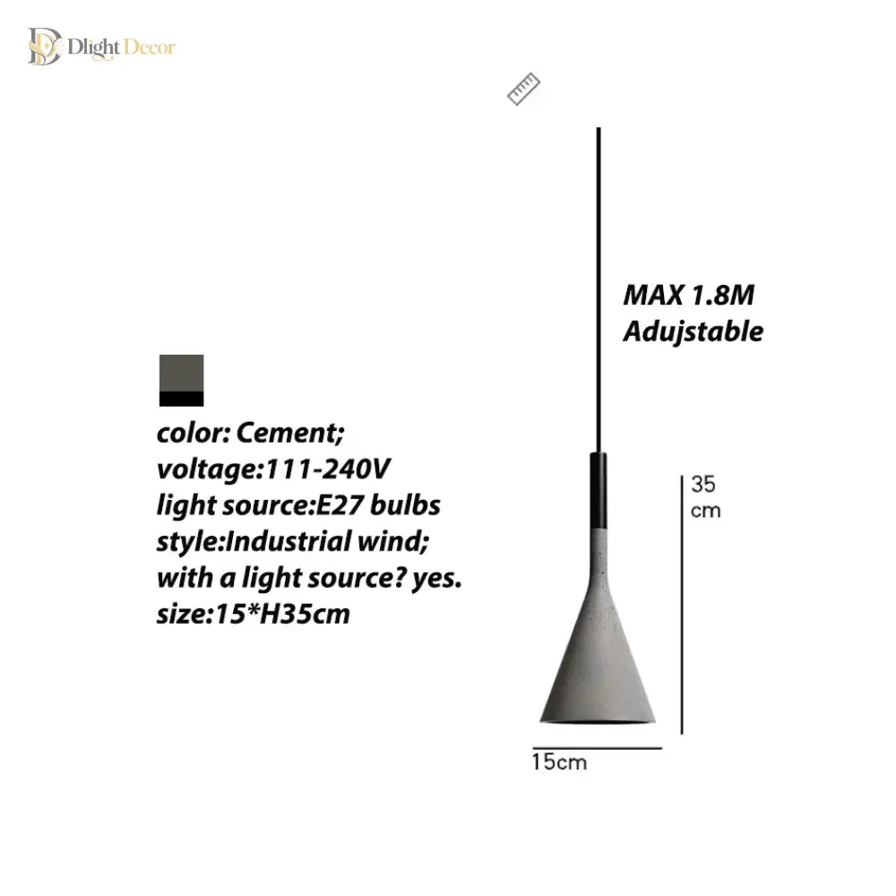 Nordic Concrete LED Pendant Light in Cement for Dining Room