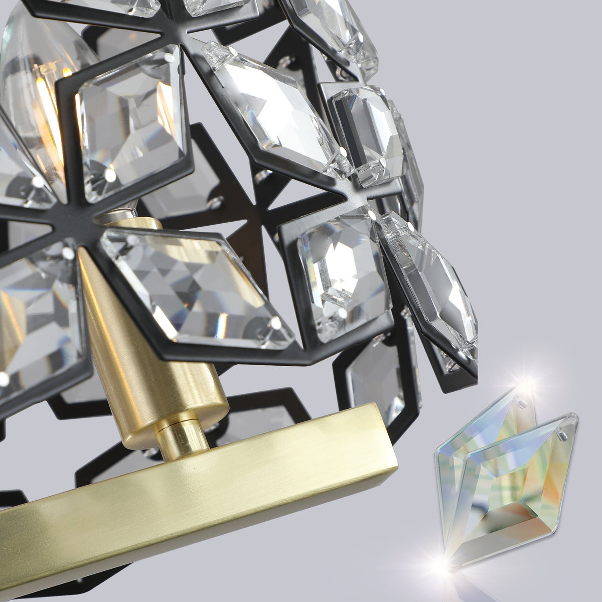 39" Contemporary Crystal Pendant Chandelier with K9 Crystal - Black & Gold
