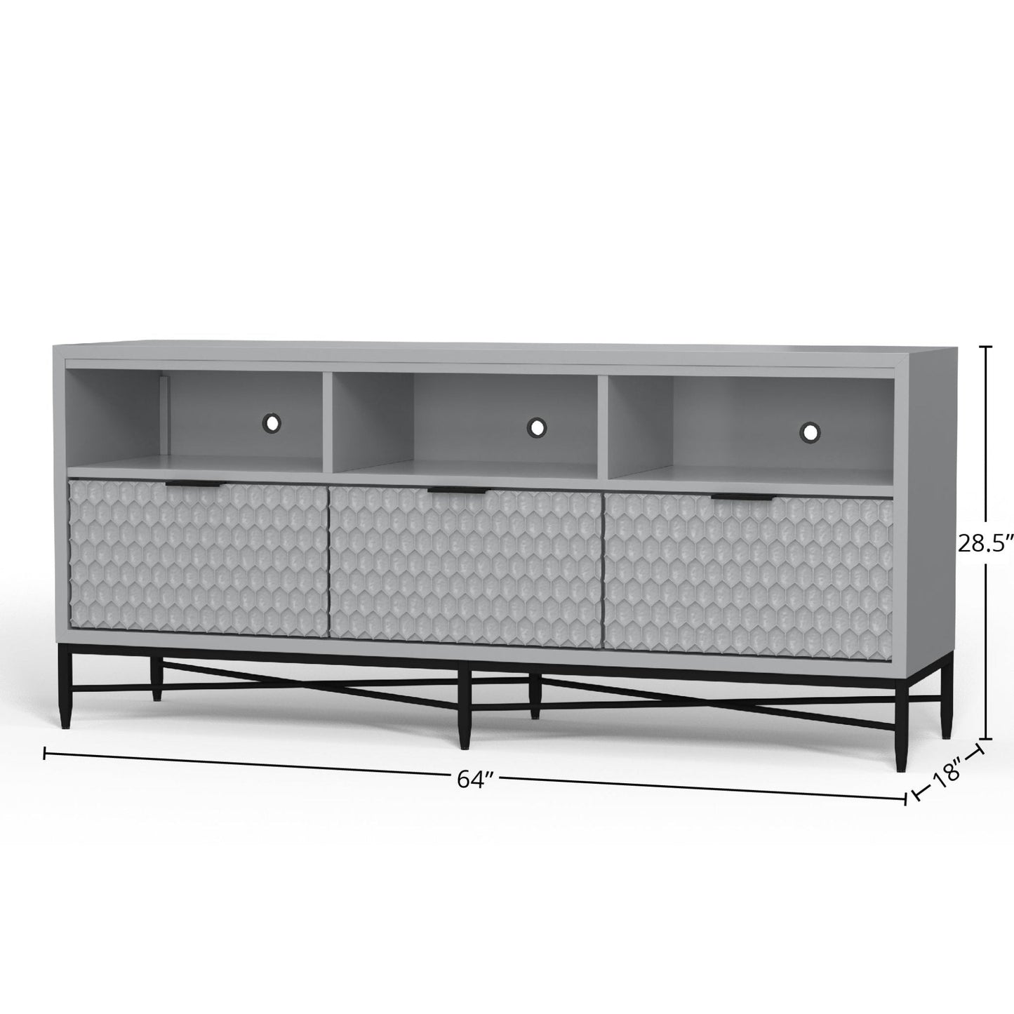 Mahogany and Pewter Metal Milo TV Console in Grey