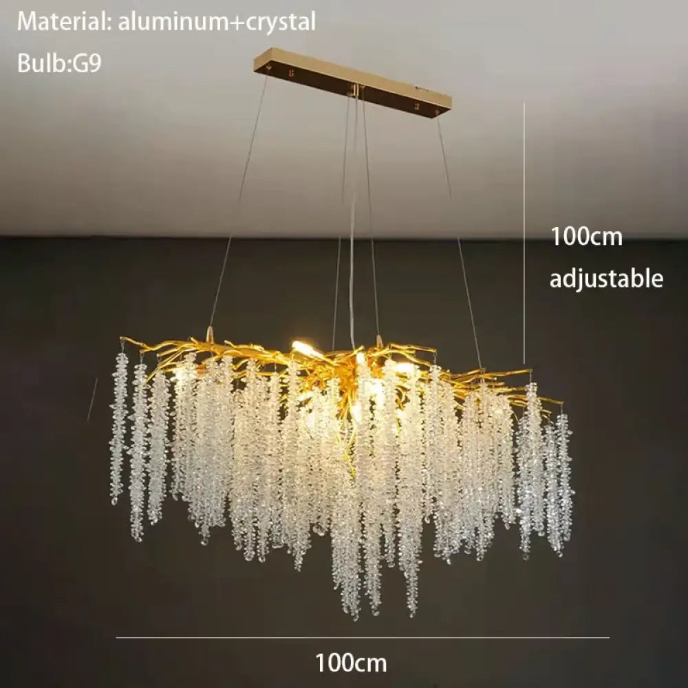 Modern Crystal G9 LED Wall Lights - Cherry Blossoms and Branches Sconce in Gold Aluminum, Designer Art Deco for Parlors, Bedrooms, and Dining Areas