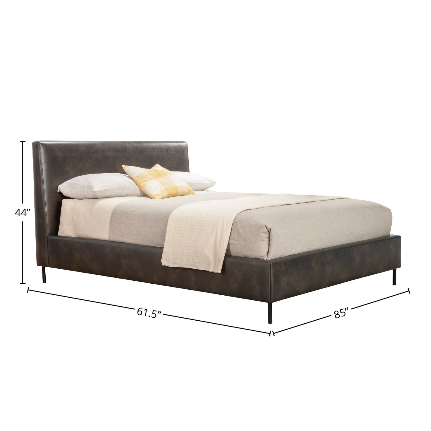Gray Faux Leather Platform Bed, Sophia