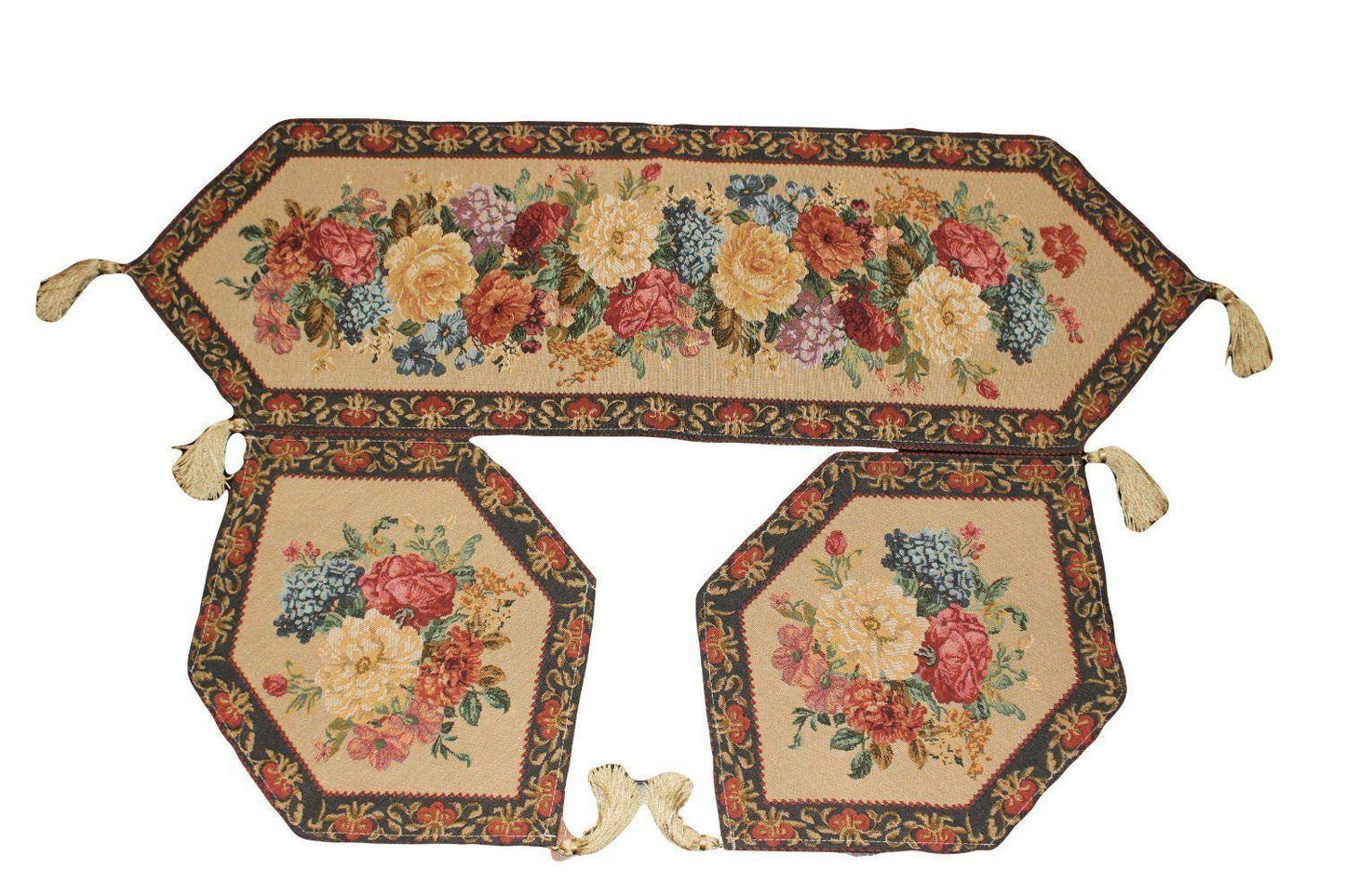 Tache Set of 3 Colorful Country Rustic Floral Morning Awakening Table Runner Set (3089B)