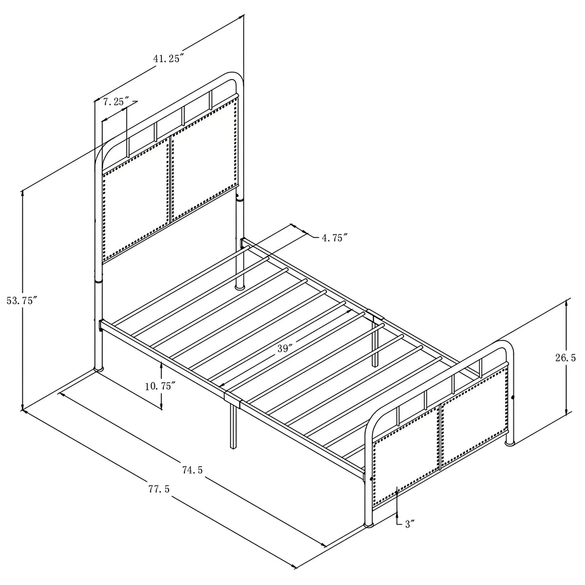 Twin Size Linen Upholstered Platform Metal Bed Frame