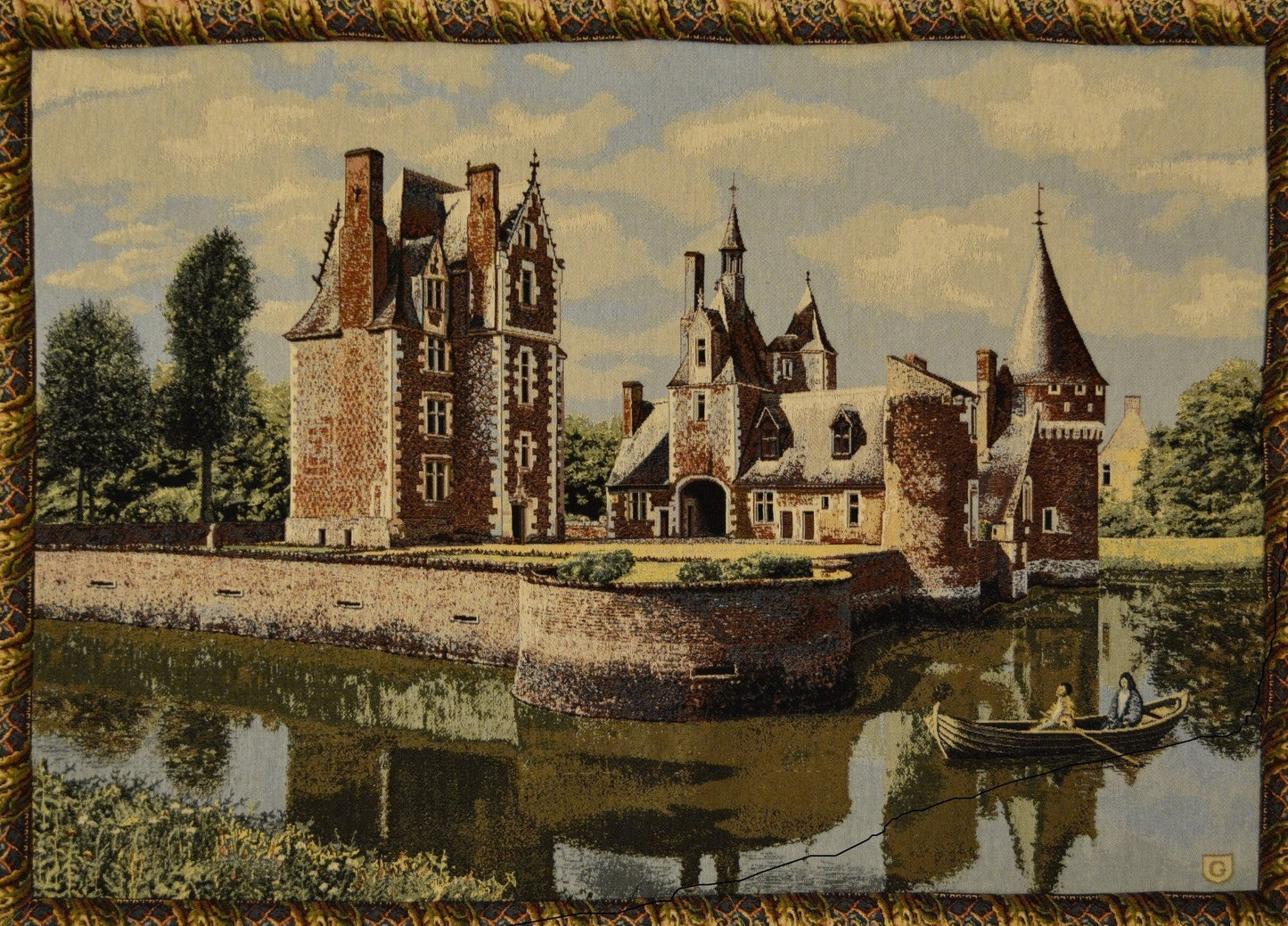Tache Chateau du Moulin Tapestry Victorian Summertime Manor Landscape Woven Wall Hanging (3562HL2)