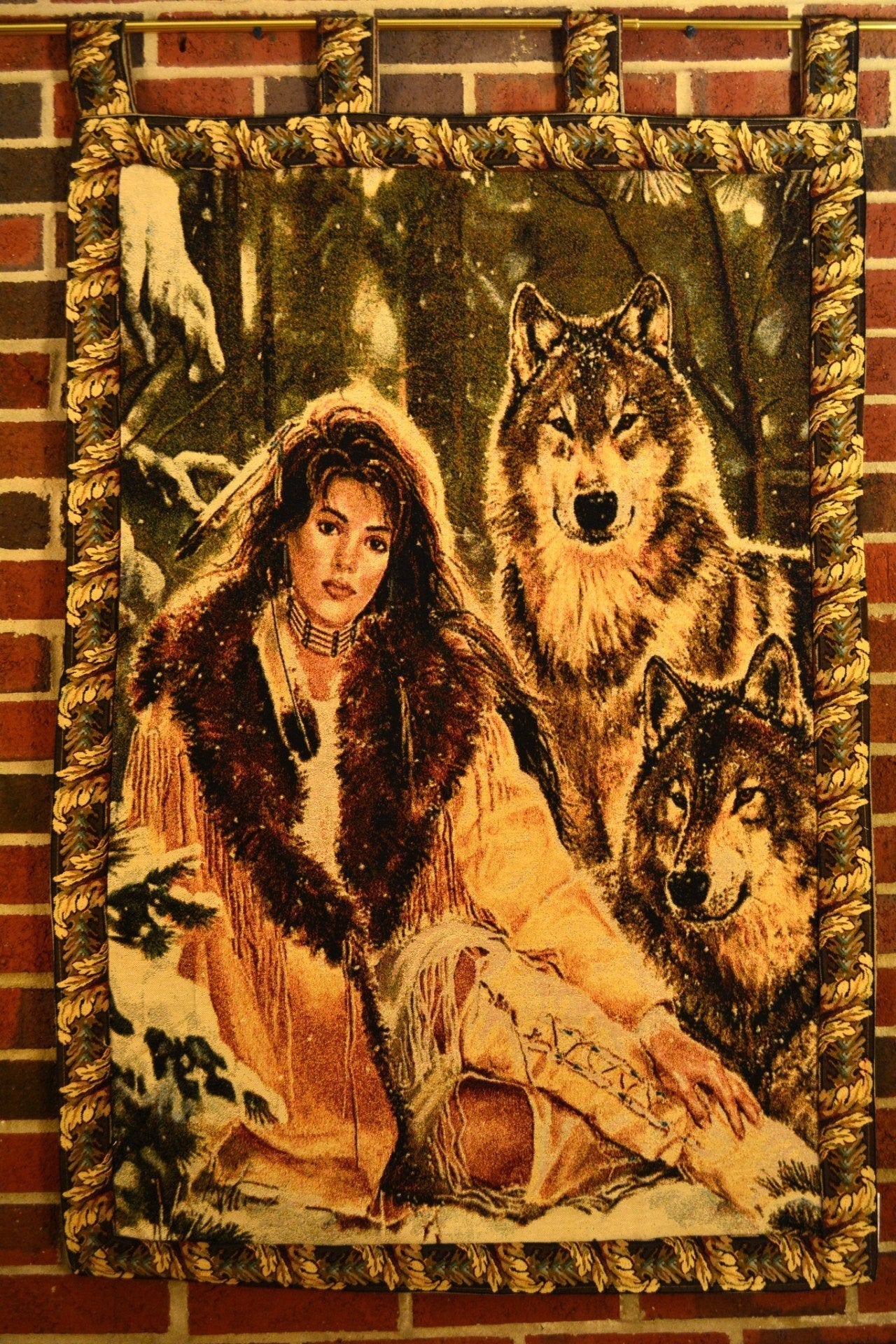 Tache Tapestry Runs With Wolves Native Tribal Wall Hanging 28 x 47 (12082)