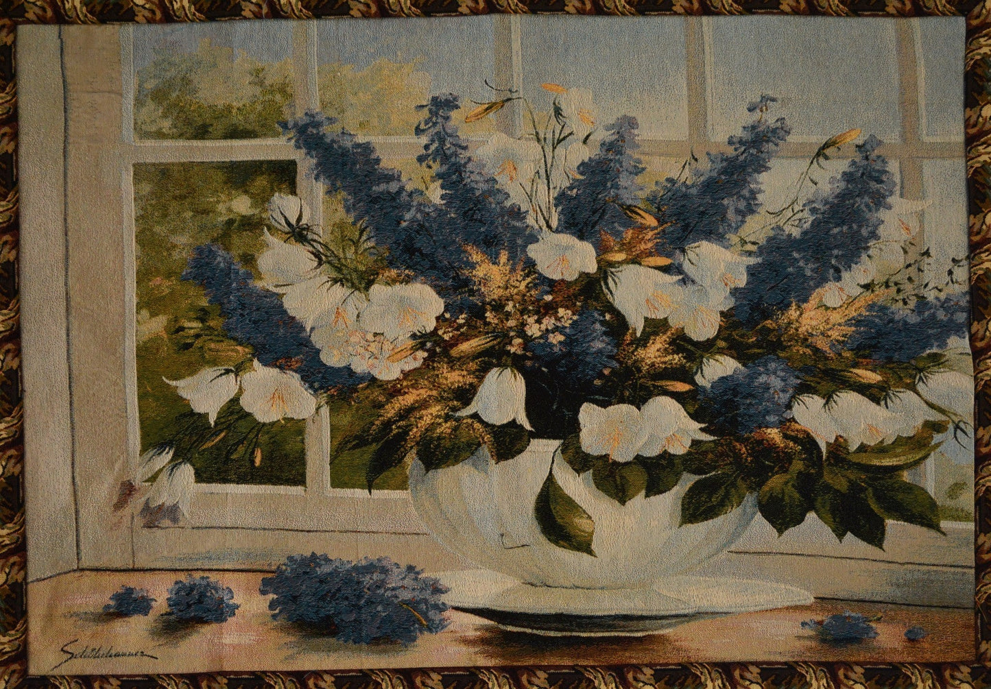 Tache Larkspur Tapestry Sunlight Radiance Blue Floral Wall Hanging Art 33 x 24 (13018)