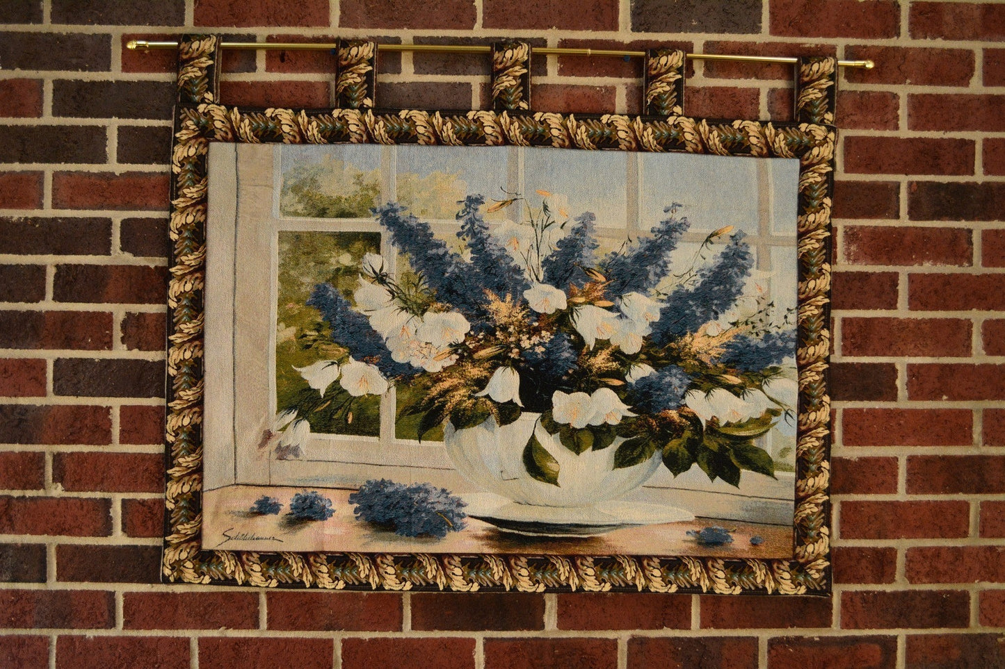 Tache Larkspur Tapestry Sunlight Radiance Blue Floral Wall Hanging Art 33 x 24 (13018)