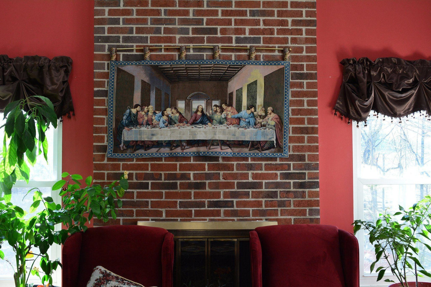 Tache The Last Supper Tapestry Depiction Religious Easter Woven Wall Hanging Art 55 x 27 (9148)