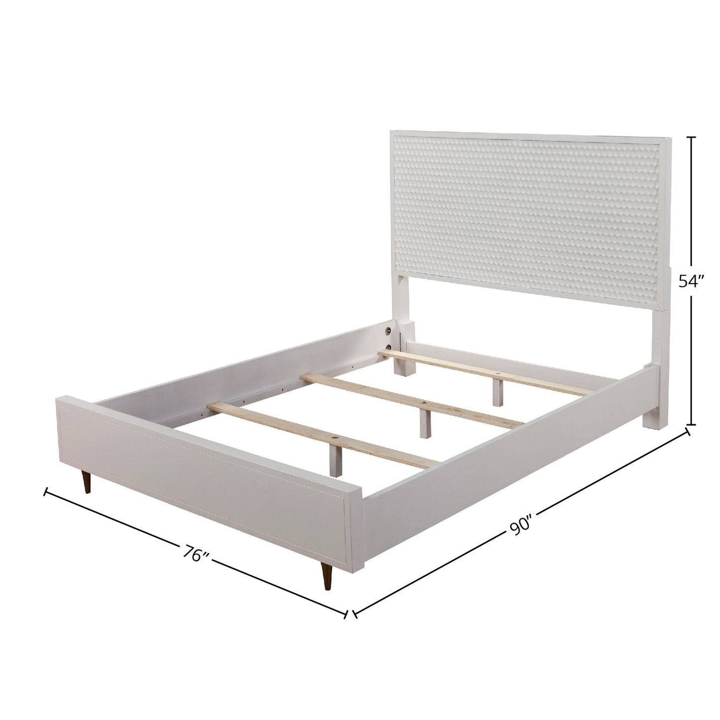 Mahogany Panel Bed with Textured Headboard and Gold Legs