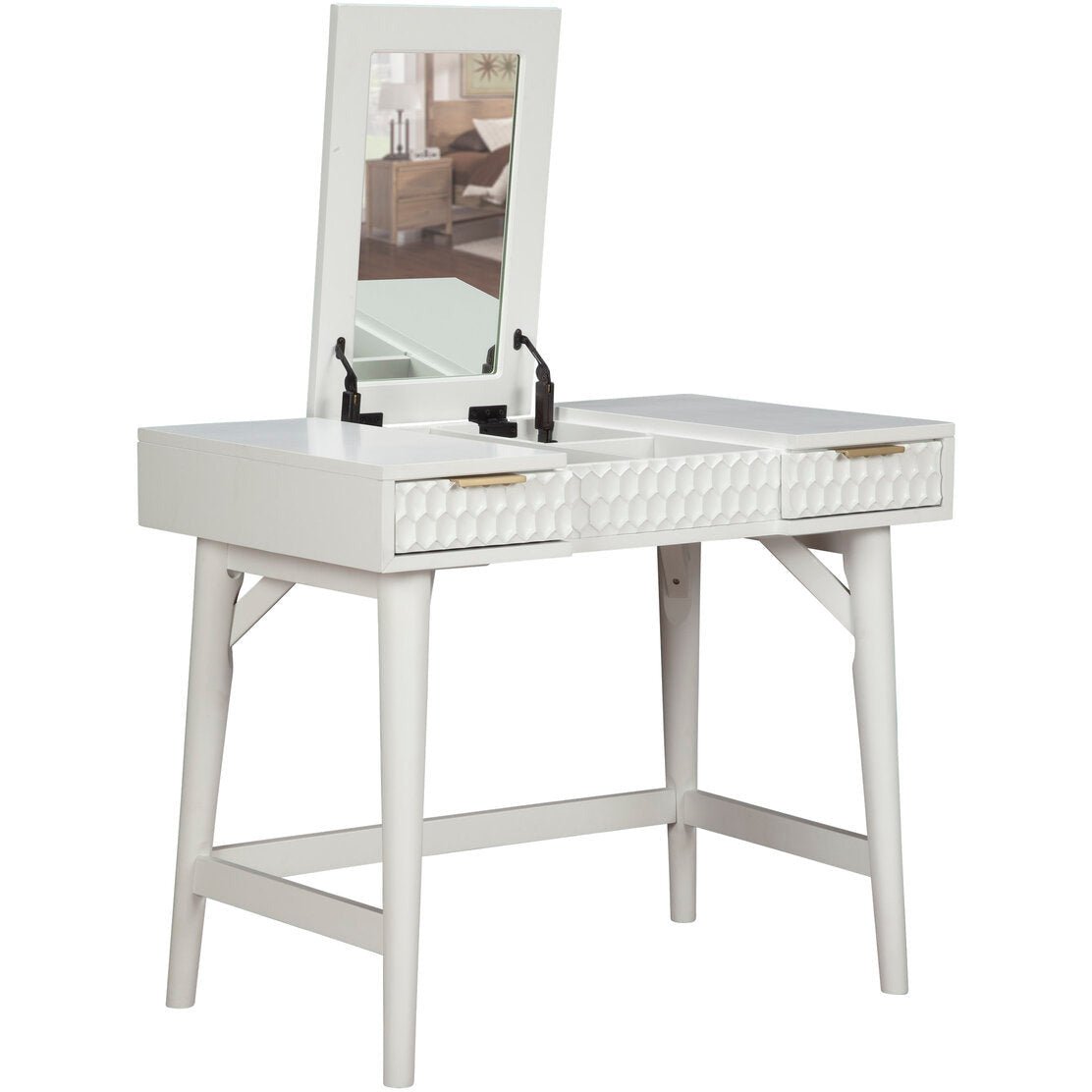 White Pearl Bedroom Vanity Desk