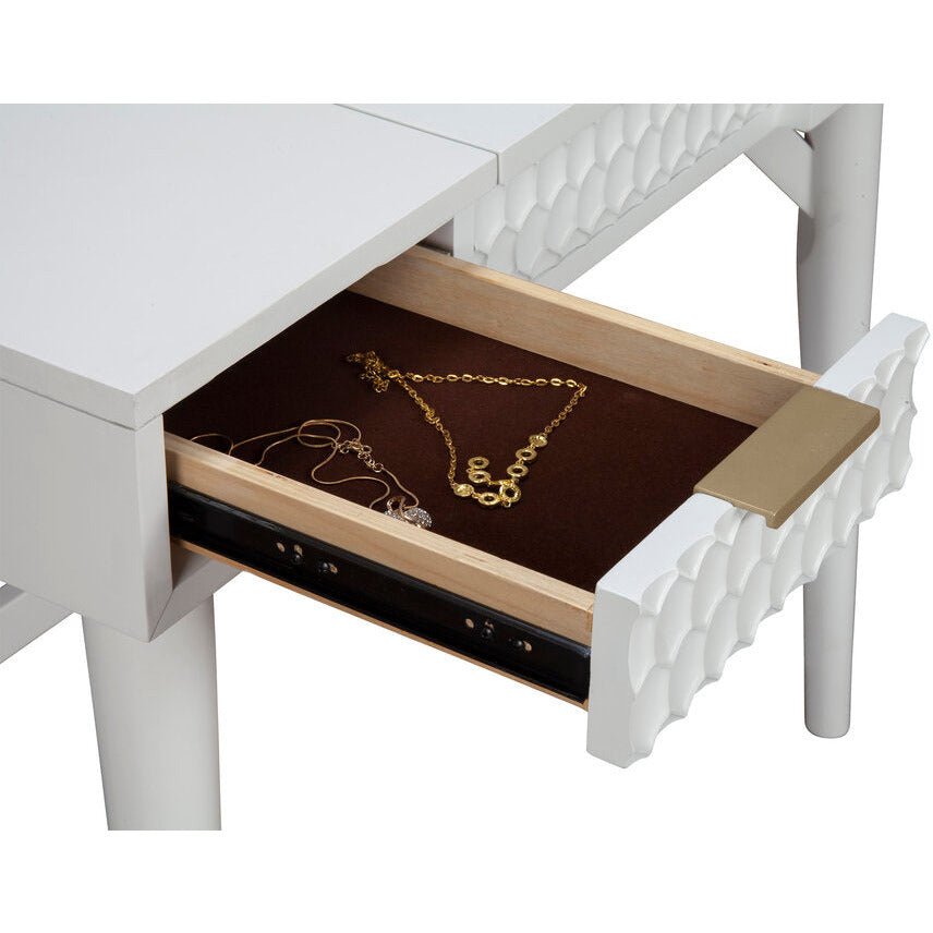 White Pearl Bedroom Vanity Desk