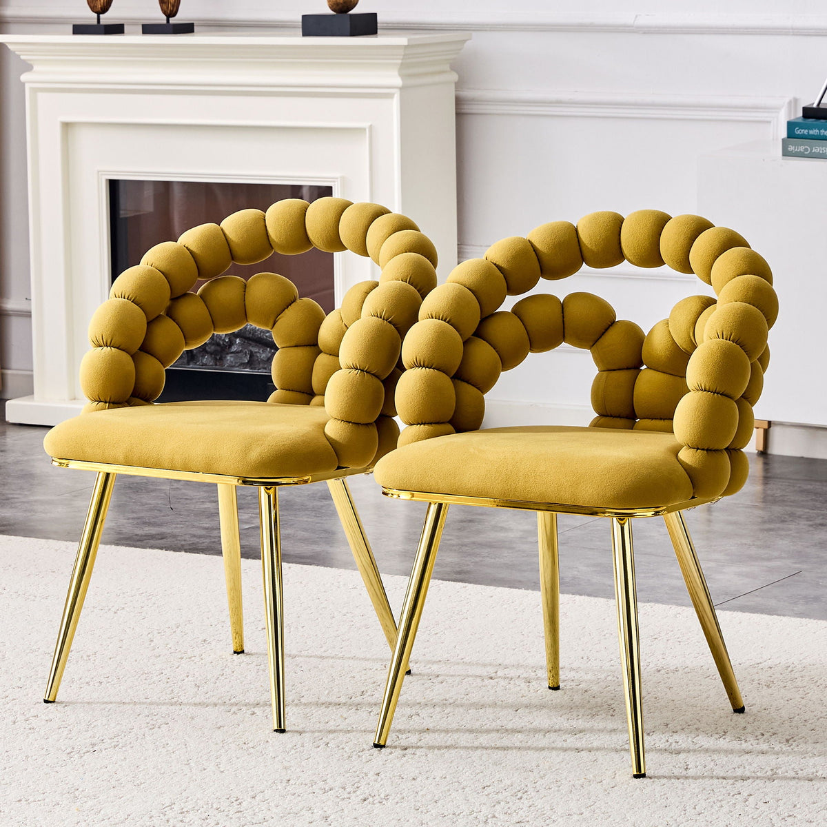 Puffy Bubble Ball Chain Chairs for Dining Room - Light Blue or Yellow