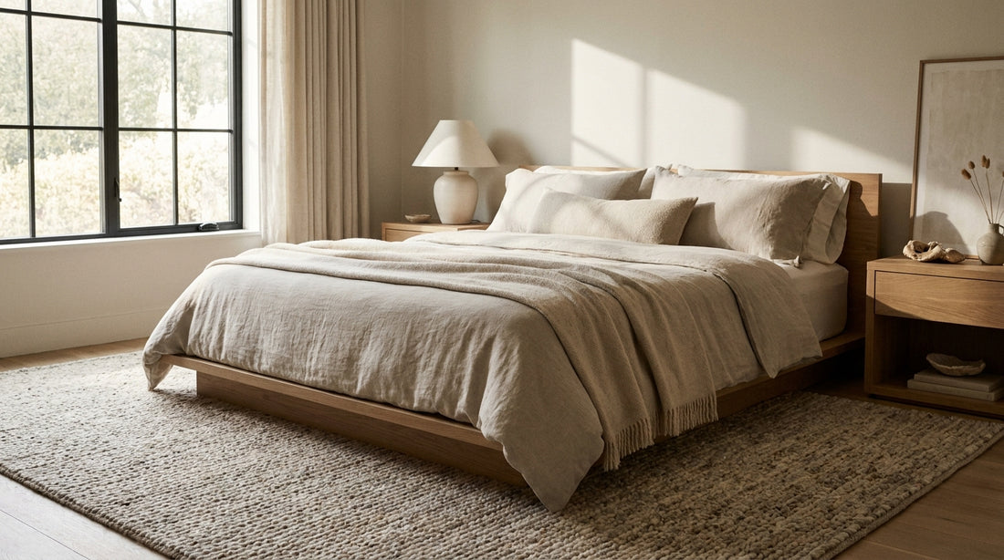 What Size Rug Under a Queen or King Bed?