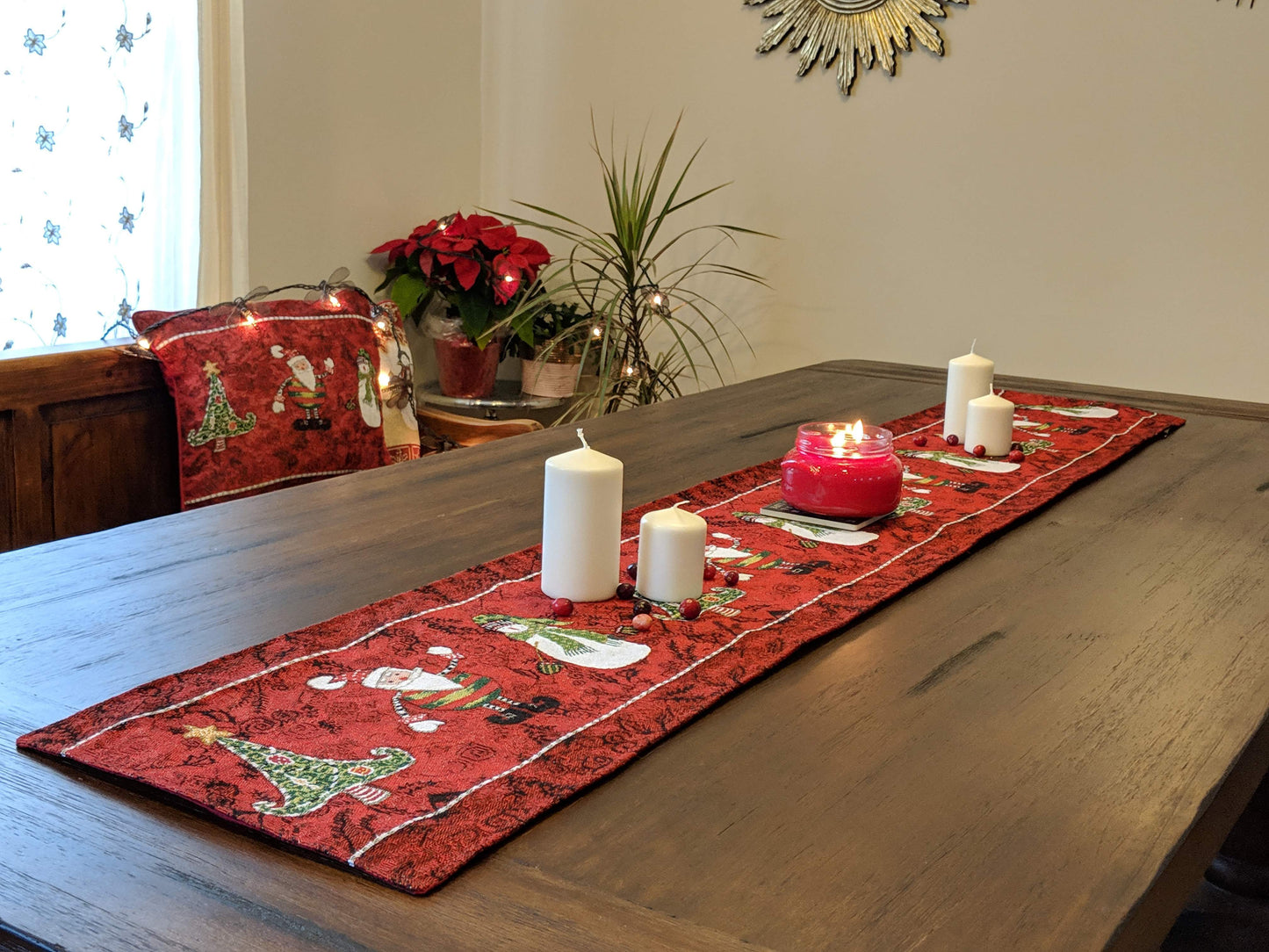 Tache Here Comes Santa Claus Vintage Holiday Woven Tapestry Table Runners (8577TR)