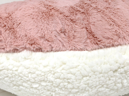 Tache Faux Fur Pink White Heart Shape Throw Pillow (#7)