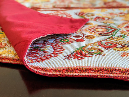 Tache Elegant Burgundy Ornate Paisley Woven Tapestry Table Runner (18194)