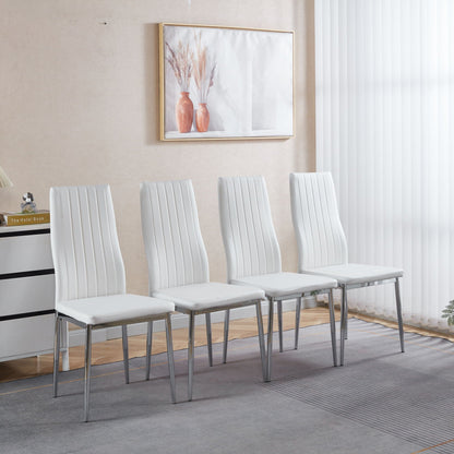 Minimalist Design Dining Chair Set of 4 with Metal Frame - Black or White