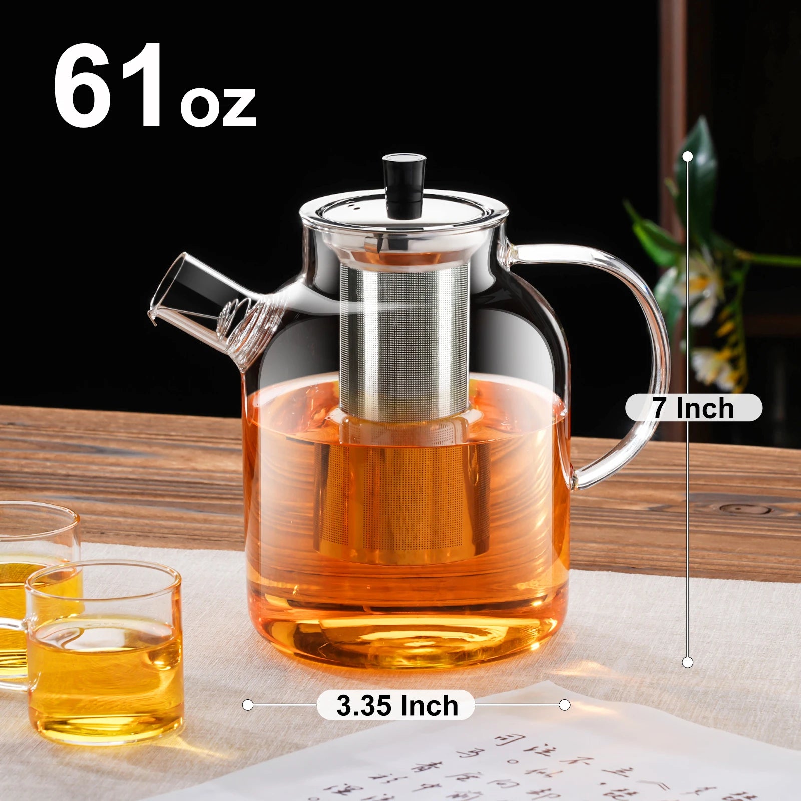 1800ML Glass Water Jug for Home & Kitchen - Transparent Coffee Pot, Teaware, Drinkware for Camping and Daily Use