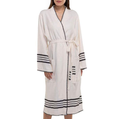 Organic Turkish Cotton Kimono Bathrobe – Lightweight Spa & Home Robe