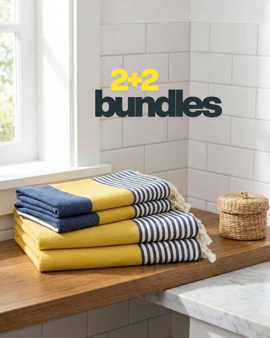 Hand Woven Turkish Cotton Towel Bundle, Multi-Color