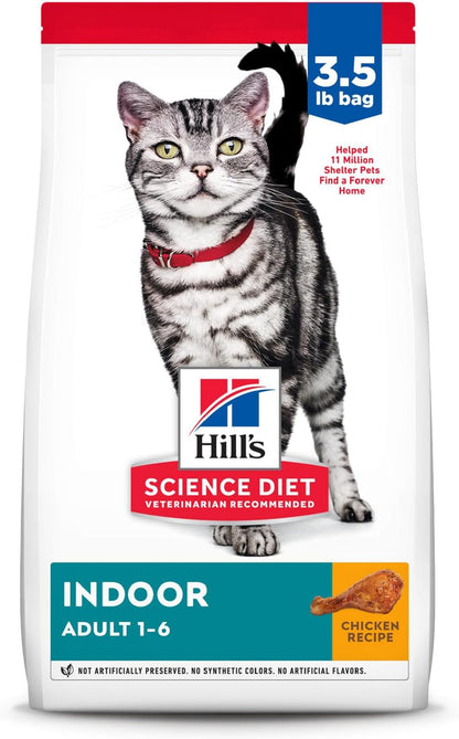 Dry Cat Food, Adult, Indoor, Chicken Recipe 3.5 Lb Bag