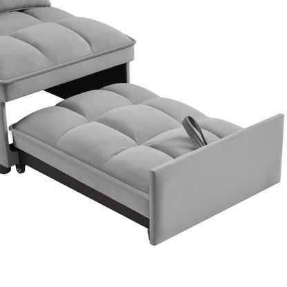 4 in 1 Multi-Function Single Sofa Bed with Adjustable Backrest - Gray