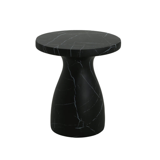 Lightweight Travertine Side Table with Weatherproof Finish – Black or Beige