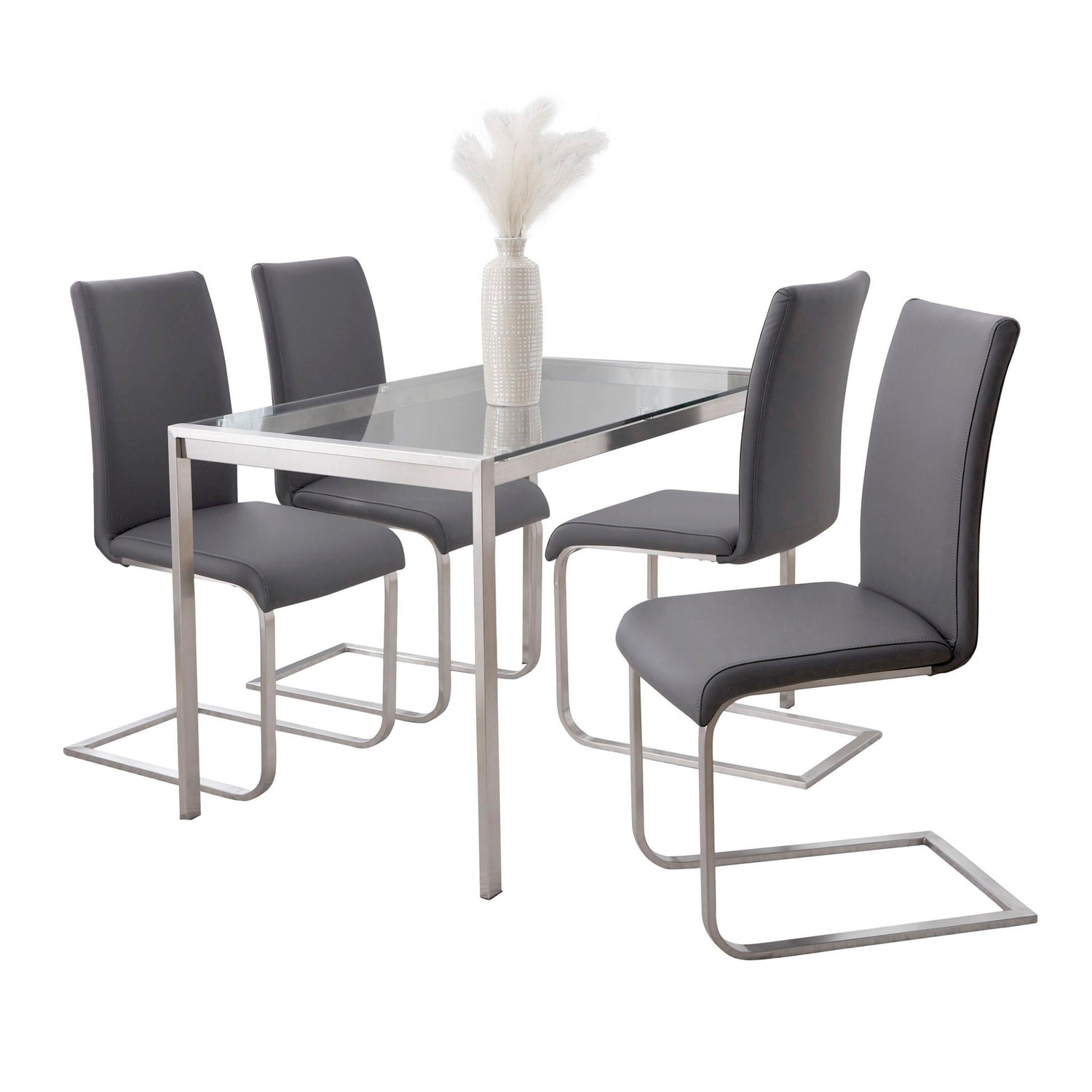 Tempered Glass and Upholstered 5-Piece Dining Set