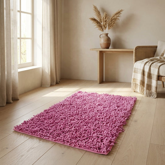 Tache Cotton Chenille Hot Pink Shag Area / Bathroom Rug (MATP)